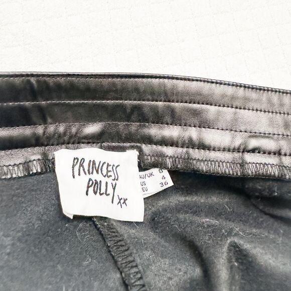 Princess Polly Faux Leather Balloon Pant Black Size 4 - Picture 4 of 6